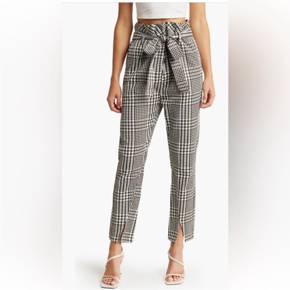 New AG Gerren High Rise Paper bag Gingham Plaid Pants Size 27
